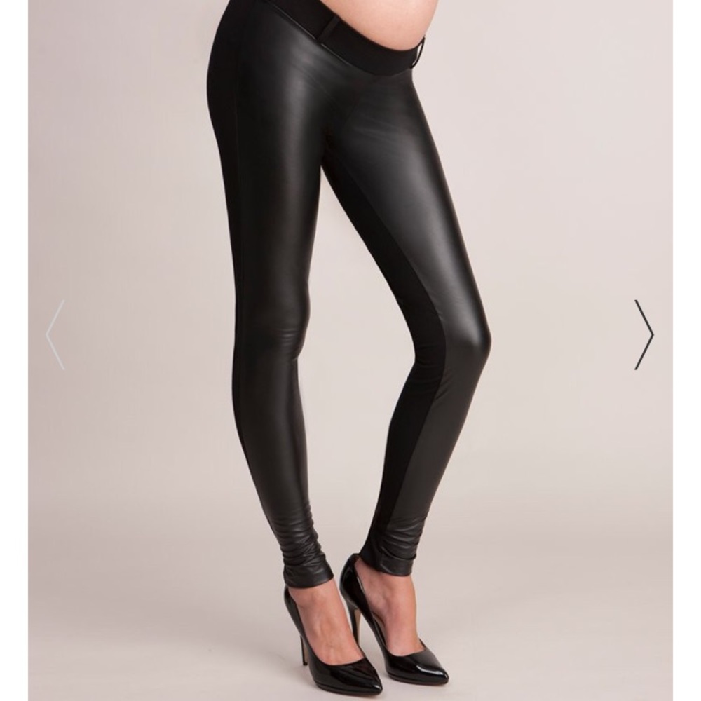 Seraphine Faux leather maternity leggings